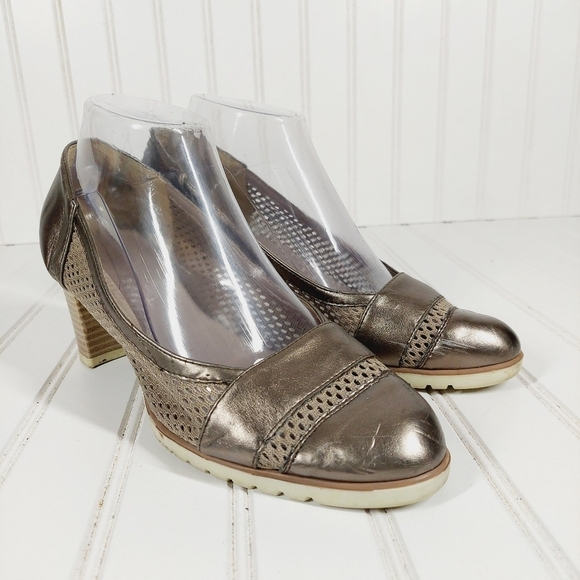 Mary Silver Metallic Heel Pumps A 530 - Picture 4 of 13